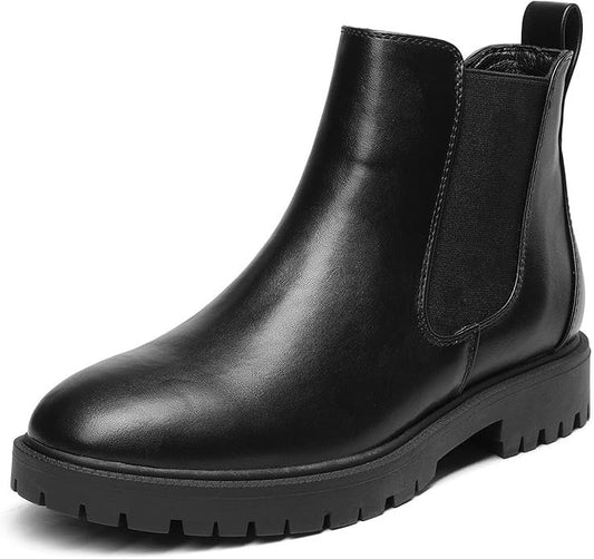 DREAM PAIRS Womens Black PU Chelsea Boots Size 9 US 7 UK DAB213 Ankle Boots