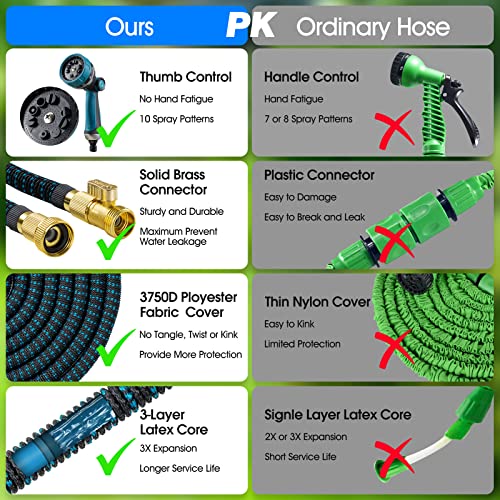 JUNEBOW 50ft Expandable Garden Hose, 10 Function Nozzle