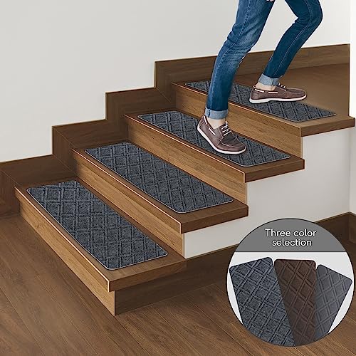 Triceratops 20Cmx76cm, 14-Pack, Stair Treads Carpet Non-Slip, Elders, Gray