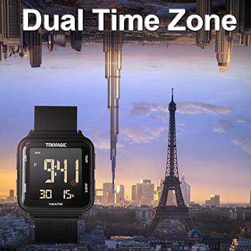10 ATM Waterproof Submersible Digital Watch With Stainless Steel Watch Strap
