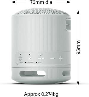 Sony SRS-XB100 Portable Bluetooth Speaker, Light Grey