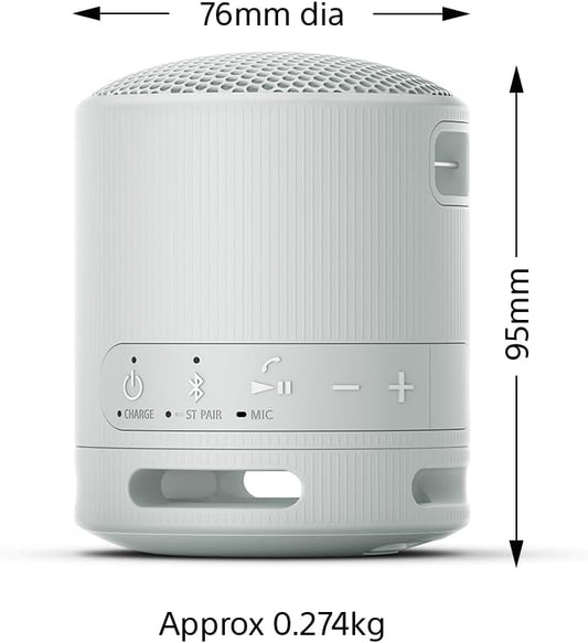 Sony SRS-XB100 Portable Bluetooth Speaker, Light Grey