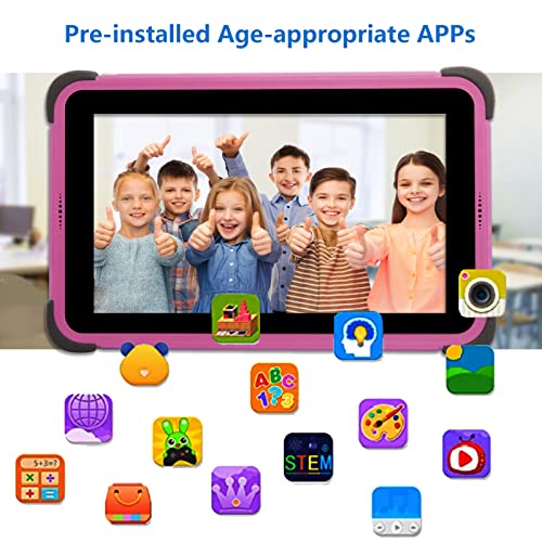 Cwowdefu Kids Tablet 7 Inch Android 11 Learning Tablets 32GB, Pink