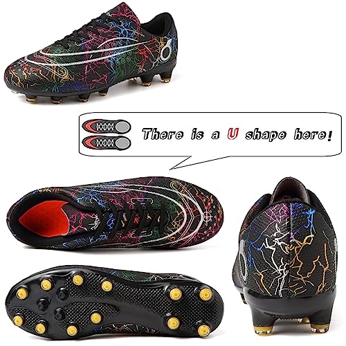 Dhinash Kids Football Boots Astro Turf Trainers Spikes Black UK 12