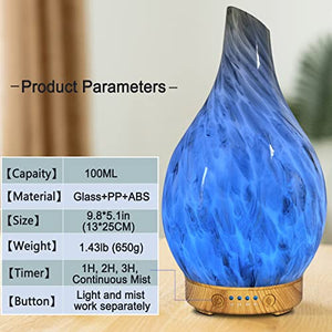 Glass Essential Oil Diffuser 100ml Ultrasonic Cool Mist Humidifier - Grey