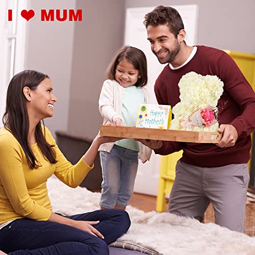Pohomegk Handmade Rose Bear Gift White Mother's Day Birthday Wedding