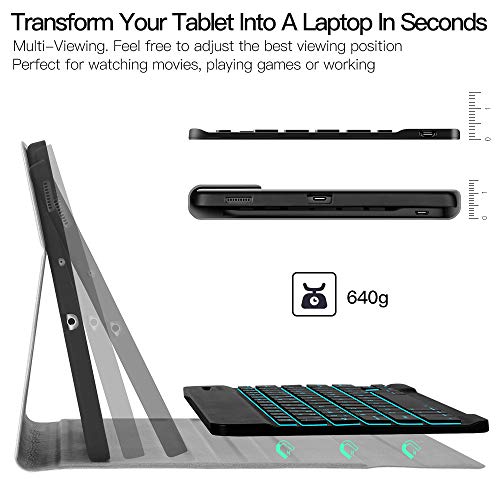 Juqitech Backlit Keyboard Case For Samsung-Galaxy-Tab S6 Lite 10.4", Black