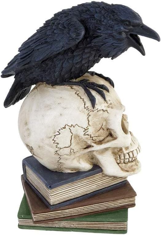 Alchemy Poe's Raven Gothic Skull and Books Resin Ornament