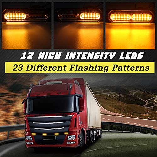 Jmest Lead 4-Pack LED Strobe Lights, 12V-24V Emergency Amber