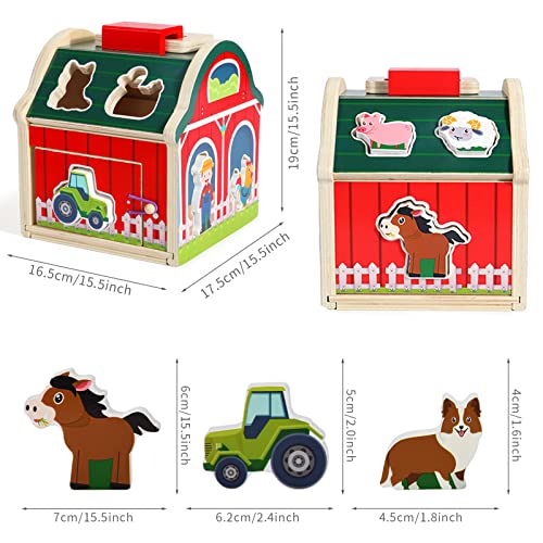 Montessori Wooden Farm Shape Sorter Toy Animals Playset Age 1 2 3 Years - view 7