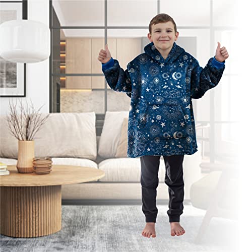 Allen & Mate Oversized Hoodie Blanket Fleece Dressing Gown Blue Space