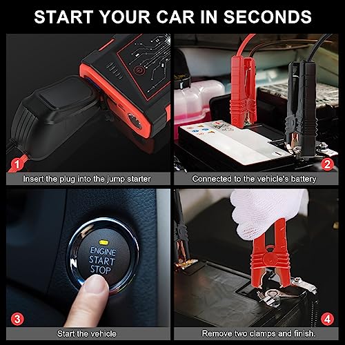 Y29S Jump Starter Power Pack 2000A 12V Lithium with Cables Red 8.0L Petrol - view 8