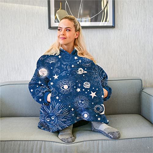 Allen & Mate Oversized Hoodie Blanket Fleece Dressing Gown Blue Space