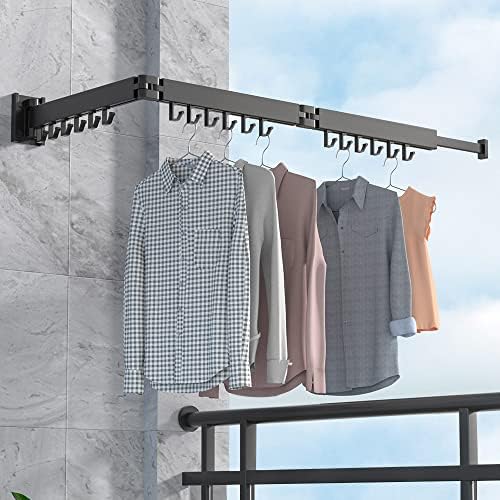 Bheadcat Laundry Clothes Drying Rack Wall Mounted, Retractable Stainless Steel