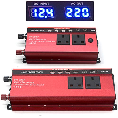 RUILASA 3000W Car Power Inverter, DC 12V to AC 230V, 4 USB