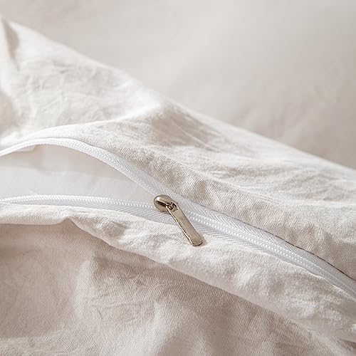 Herside Beige Ruffle Duvet Cover Set, King Size, Cream Bedding