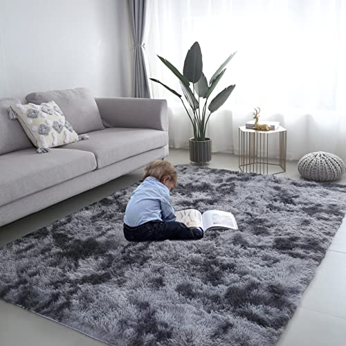 Lekeplus 120X180cm Fluffy Soft Rug For Living Room Bedroom, Grey