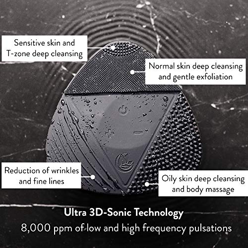 Silicone Sonic Facial Cleansing Brush Waterproof Rechargeable Midnight