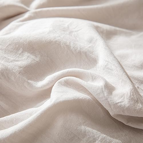 Herside Beige Ruffle Duvet Cover Set, King Size, Cream Bedding