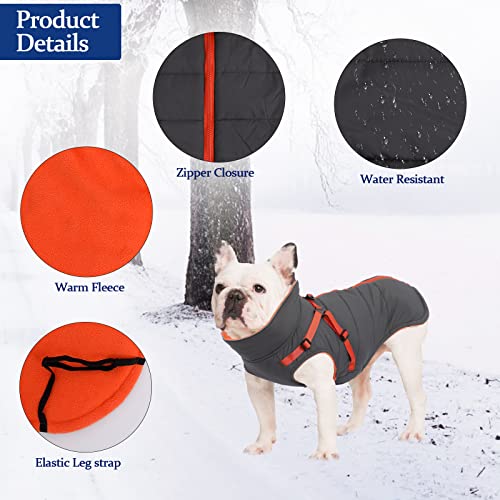 babepet Dog Winter Coat Waterproof Reflective Fleece Lined Harness Grey S - view 4