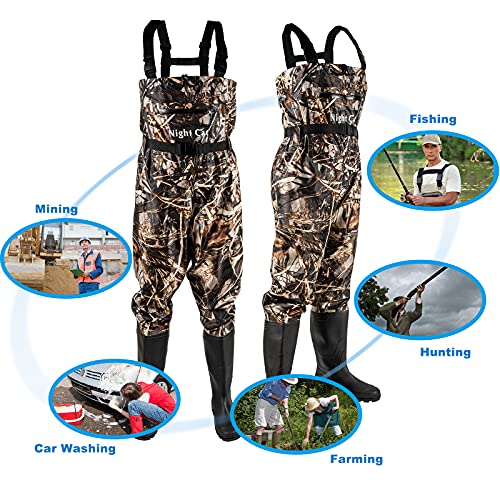 Night Cat Fishing Chest Waders with Boots, Waterproof, Unisex - Bootfoot UK11