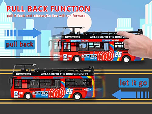 Crelloci London Double Decker Bus Toy 1:32 Scale Die Cast Red
