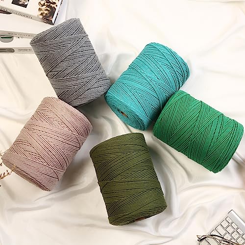 Gohof Macrame Cord 3mm X 450m Premium Cotton Macrame Rope, 4 Strand, Black