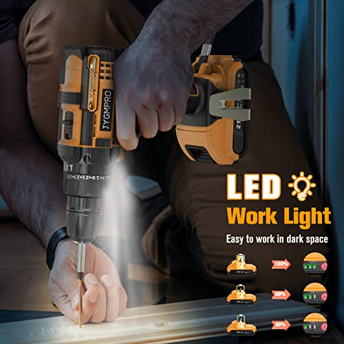 JYGMPRO 21V Cordless Drill Driver Set, 2 Batteries, 30 Bits