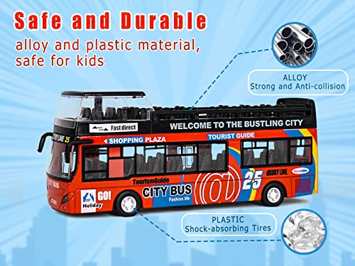 Crelloci London Double Decker Bus Toy 1:32 Scale Die Cast Red