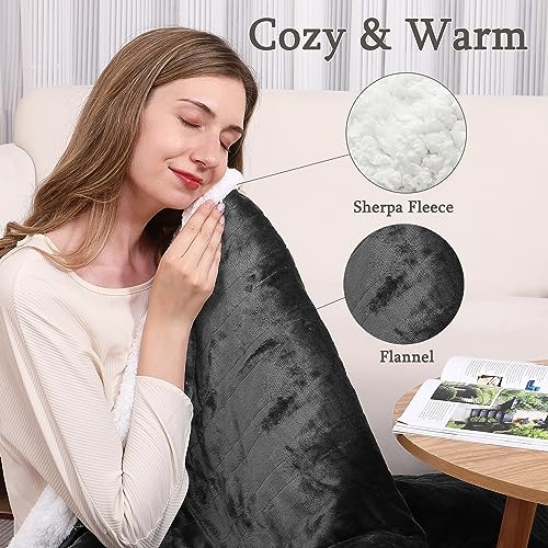 Electric Heated Blanket Throw 180x130cm Flannel Sherpa 10 Heat Settings