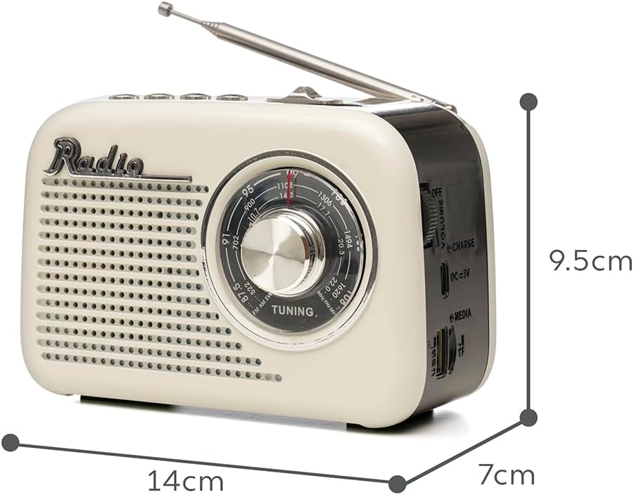 Lloytron N6409CR Rio 3 Band Rechargeable Portable AM SW FM Radio Cream
