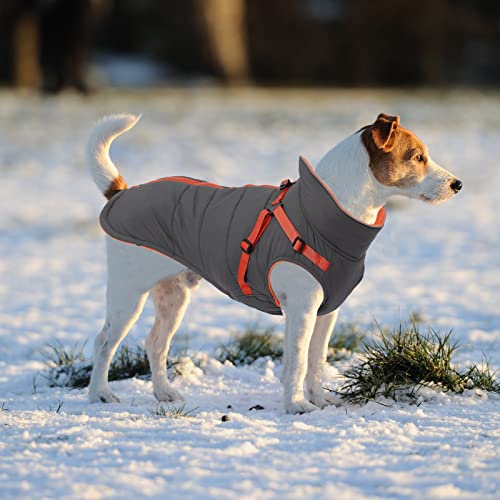 babepet Dog Winter Coat Waterproof Reflective Fleece Lined Harness Grey S - view 5