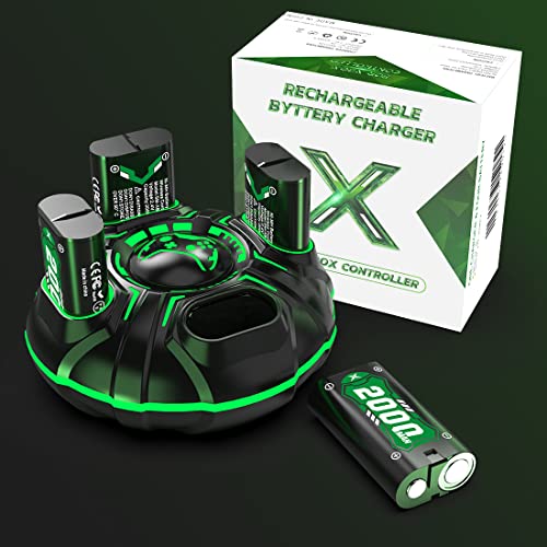 High Capacity Rechargeable Batteries with Charging Dock for Xbox Controllers