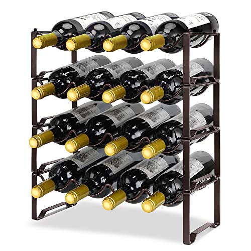 Mutool 4 Tier Stackable Wine Rack Bronze Holds 8-16 Bottles
