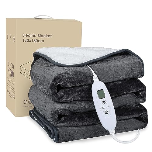 Electric Heated Blanket Throw 180x130cm Flannel Sherpa 10 Heat Settings