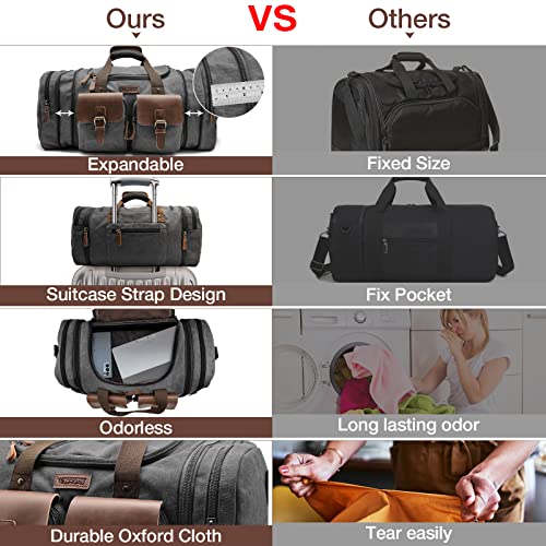 Wildroad Expandable Canvas Travel Duffel Bag, 50L Large Duffel Bag For Men
