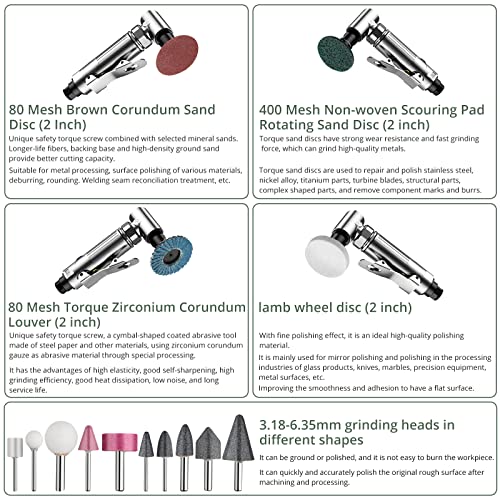 Eypins Compressed Air Angle Die Grinder 1/4 in 90 Degree Mini Sander Tool Set - view 2