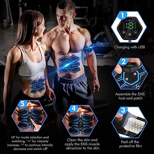 Lovcoyo ABS Trainer Muscle Stimulator, 6 Modes, USB Rechargeable