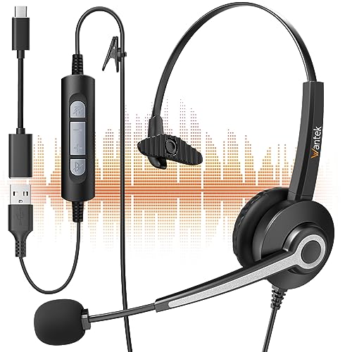 Wantek USB Headset with Noise Cancelling Mic In Line Controls Ultralight - view 1