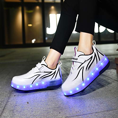 Unisex Kids LED Roller Skate Trainers USB Rechargeable Double Wheels - view 5