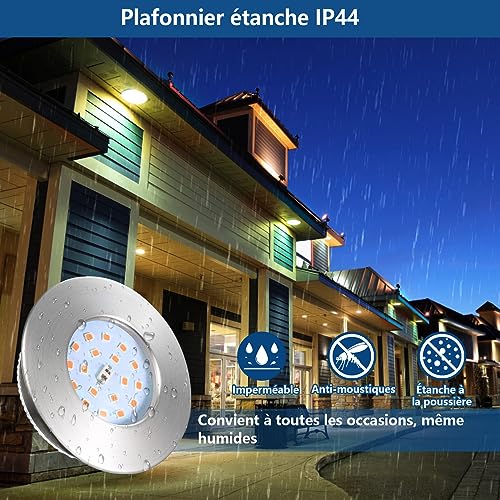 HiBay LED Downlights 6 x 5W IP44 6000K Cool White Brushed Chrome Slim 240V - view 3