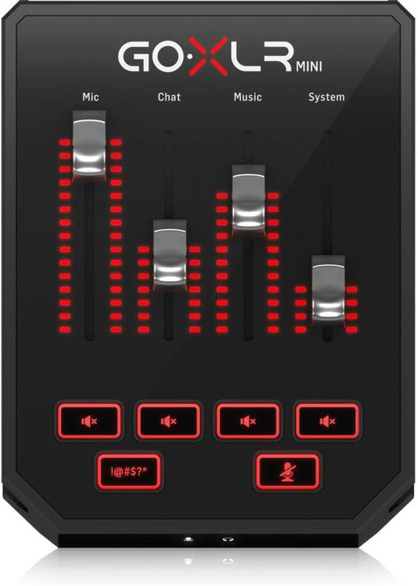 TC Helicon GoXLR MINI USB Audio Interface & Mixer, 4 Faders, MIDAS Preamp, XLR