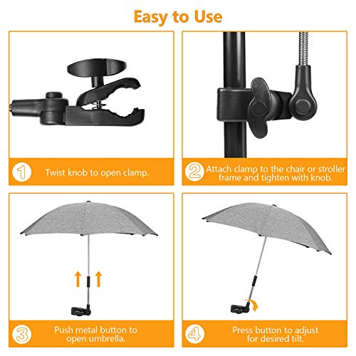 Winload Pram Parasol Universal UV Clip On Buggy Umbrella 71cm Grey - view 4