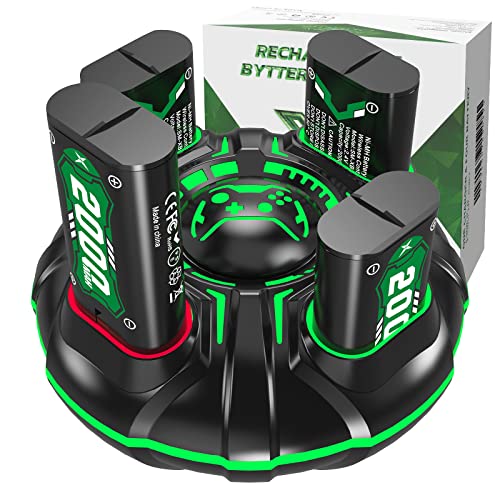 High Capacity Rechargeable Batteries with Charging Dock for Xbox Controllers