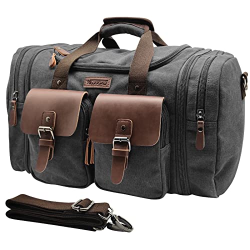 Wildroad Expandable Canvas Travel Duffel Bag, 50L Large Duffel Bag For Men