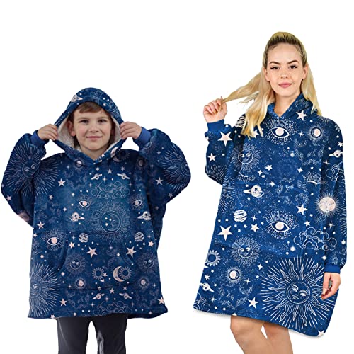Allen & Mate Oversized Hoodie Blanket Fleece Dressing Gown Blue Space