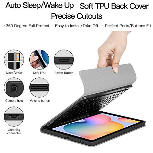 Juqitech Backlit Keyboard Case For Samsung-Galaxy-Tab S6 Lite 10.4", Black