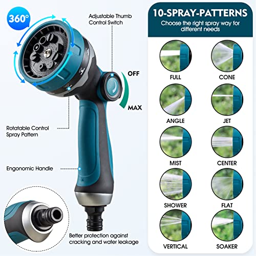 JUNEBOW 50ft Expandable Garden Hose, 10 Function Nozzle