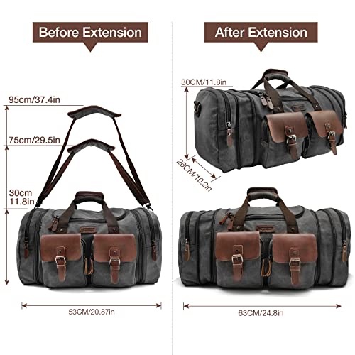 Wildroad Expandable Canvas Travel Duffel Bag, 50L Large Duffel Bag For Men