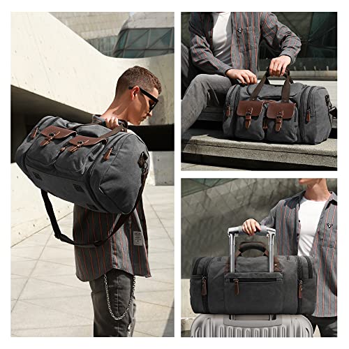 Wildroad Expandable Canvas Travel Duffel Bag, 50L Large Duffel Bag For Men